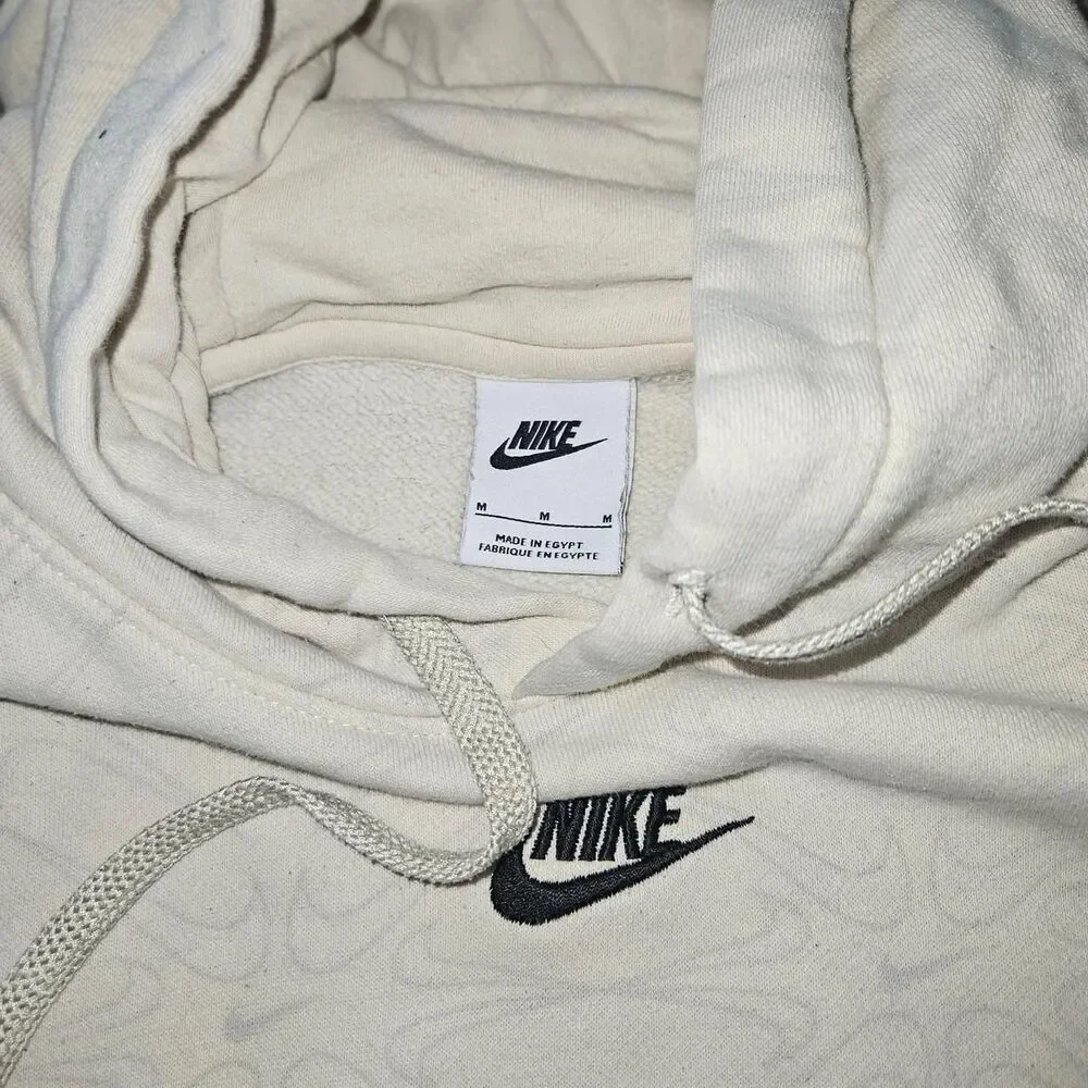 Nike Men's White and Cream Hoodie